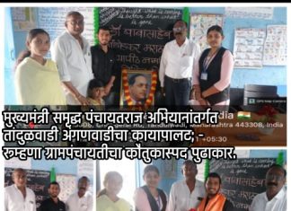 मुख्यमंत्री समृद्ध पंचायतराज अभियानांतर्गत तांदुळवाडी अंगणवाडीचा कायापालट; – रूम्हणा ग्रामपंचायतीचा कौतुकास्पद पुढाकार.